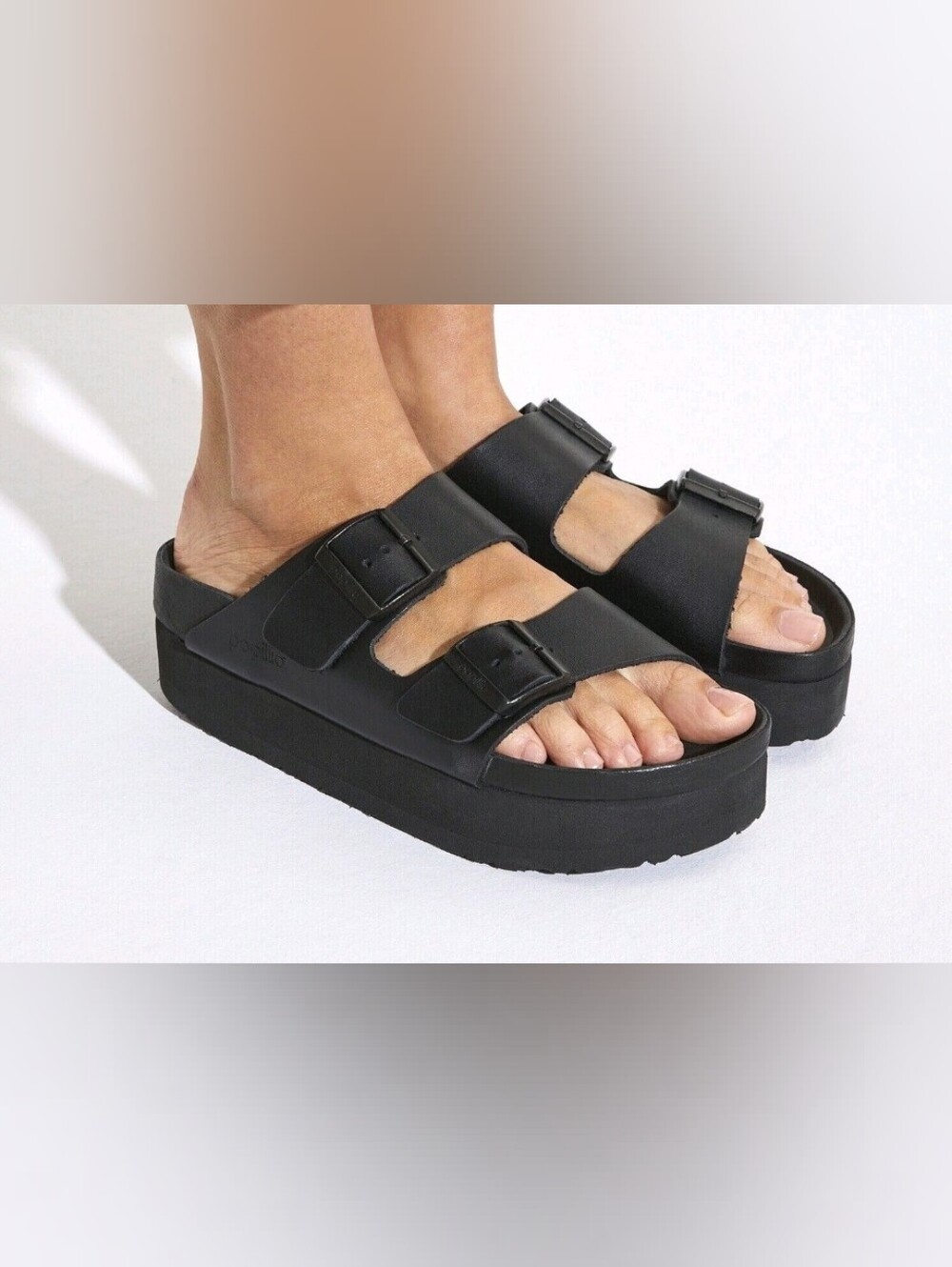 Birkenstock Arizona Flex Pappillio Blk Double-Buckle Platform Womens 9.5-10